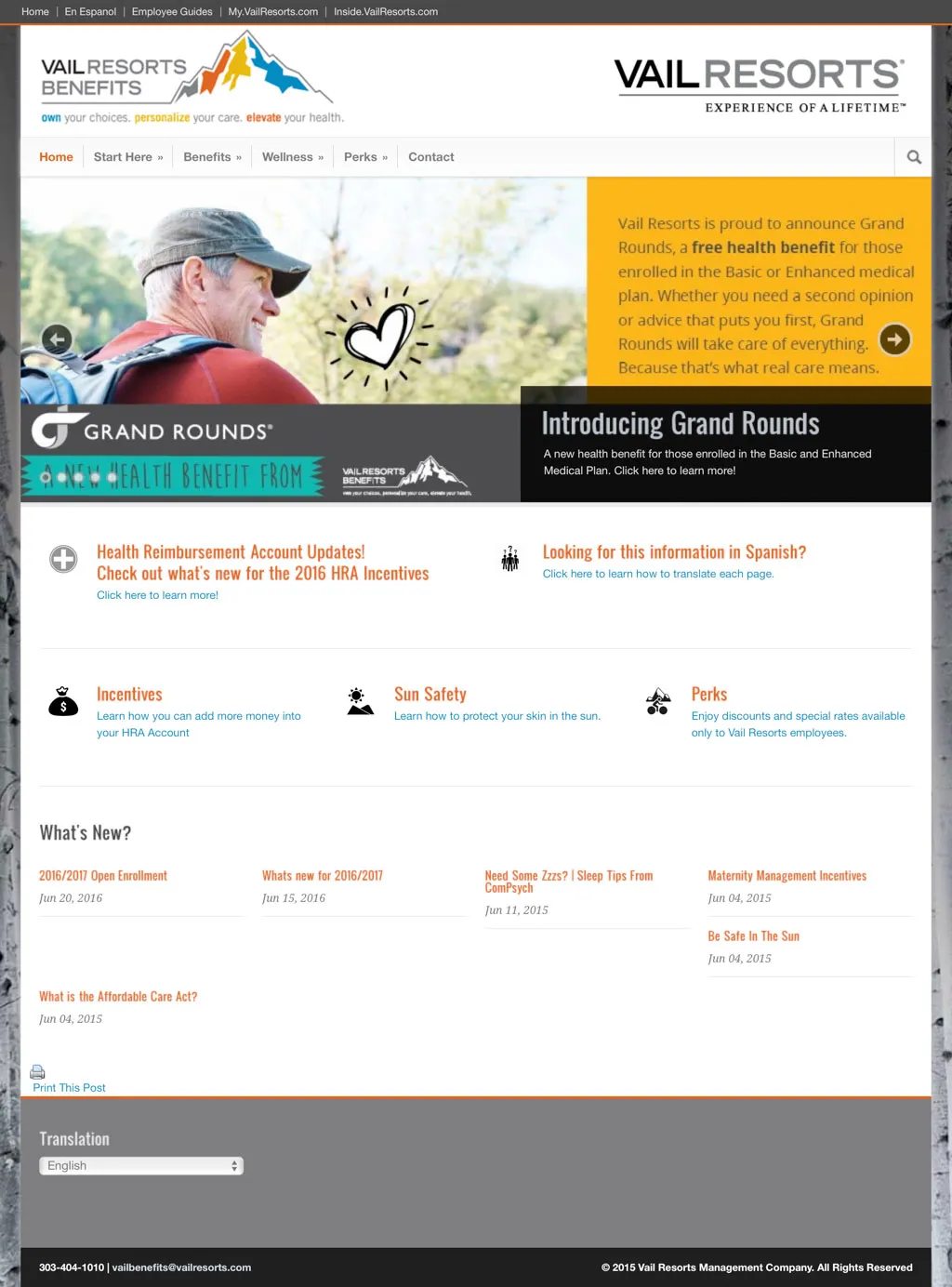 Vail Resorts Benefits Website